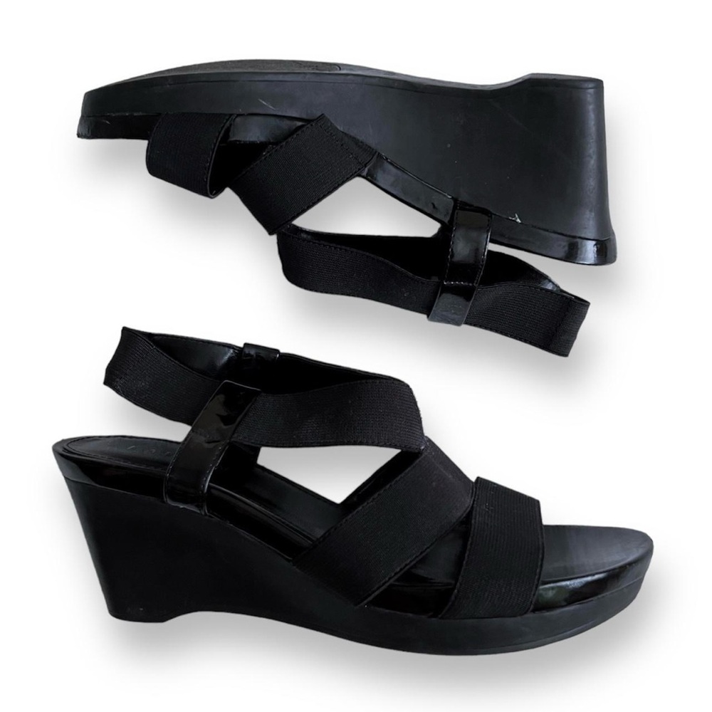 Ralph Lauren Y2K Black Platform Wedge Heels Sandals
